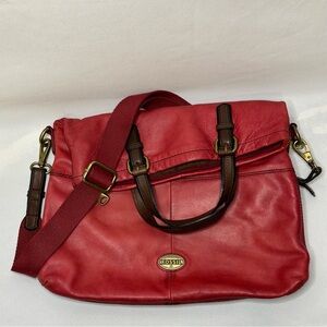 Fossil Red Leather Crossbody Bag